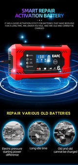 12-24V 6/8A Full Automatic Battery Charger Digital LCD Display Car Battery Chargers Power Puls Repair Chargers Wet Dry Lead A