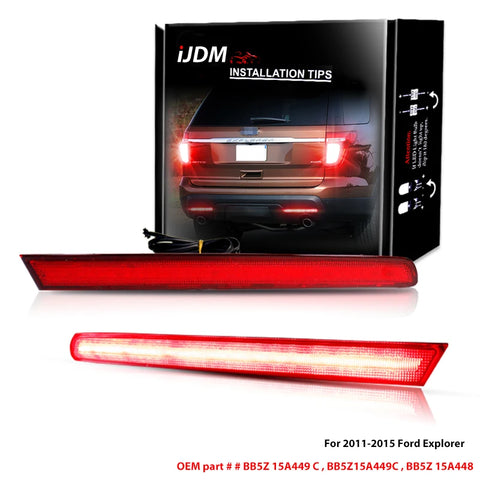 LED Bumper Reflector Tail Lights Ford Explorer 2011-2015 LED Ambient Light iJDM