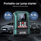 Portable 12V Car Jump Starter 2500A, 150PSI Air Compressor Battery Booster Power Bank Jump Starter, Air Compressor, Power Ban