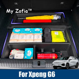 For Xpeng G6 2024 2025 2026 Car Rear Trunk Lower Storage Box ABS Waterproof Trunk Organizer Tray Interior Stowing Accessories