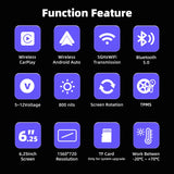 6.25 inch GPS Wireless CarPlay for Universal Moto Android Head Unit EKIY