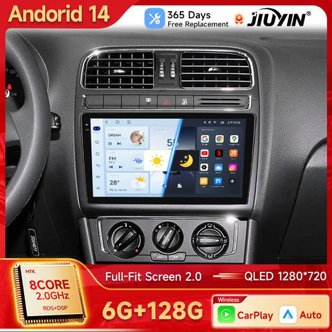Android 14 Head Unit with GPS for VW Polo 5 Sedan 2008–2020 Android Head Unit JIUYIN
