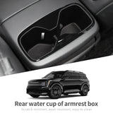 Kia EV9 2024 2025 Car Cup Holder Armrest Storage Box Rear Shock-Absorbing Cup Tray Tidying Car Accessories Black TPE Drinks H