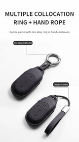 Leather Car Key Case Cover LEAPMOTOR B10 C01 C11 Original Color Remote Key Bag Shell Keychain Accessories
