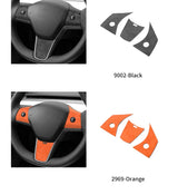 For Tesla Model 3 (2019-) / Model Y Car Steering Wheel Trim Sticker Anti Scratch Carbon Fiber