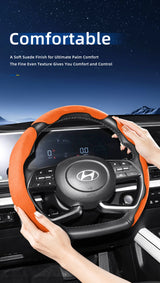 Split Snap-On Suede Steering Wheel Cover for Hyundai