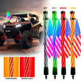 0.4M/1.31FT RGB Fat Spiral LED Whip Lights Bluetooth APP and Remote Control Flagpole Lamp for Truck Offroad ATV UTV Polaris RZR