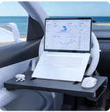 2-in-1 Foldable Car Steering Wheel Desk Tray with Carbon Fiber Design