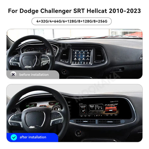 24.6" Dual Screen Android Head Unit for Dodge Challenger 2010–2023 Android Head Unit Aotsr 8GB 256GB