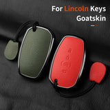 Aluminum Alloy Goatskin Car Key Case Cover For Lincoln Continental MKC MKZ MKX 2017 2018 2019 Navigator Nautilus keychain Key