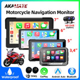 Motorcycle GPS Monitor Wireless CarPlay & TPMS Android Head Unit AKAMATE
