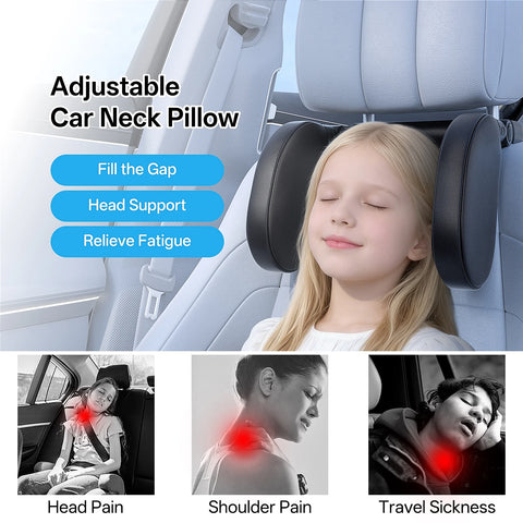 Ergonomic Car Side Sleep Pillow, Durable PVC Leather Memory Foam Headrest Pillow, All-Season Comfort Pillow for Travel Nappin