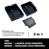 For Tesla New Model Y 2025 Launch Juniper ABS with Silicone Non-slip Mat Console & Armrest Storage Box Upper and Lower Waterc