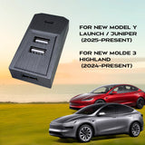 Glovebox USB Hub For Tesla New Model Y Launch Juniper 2025 Model 3 Highland 2024 Type-C Port Splitter Docking Station Data