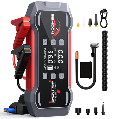 Car Jump Starter With Air Compressor Jump Starter Power Bank Portable Battery Starter 150PSI Air Pump With LED Light Jump Sta