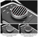 For BMW 1er 2er 3er 4er Z4 X3 X4 IX3 X5 X6 Car Console Multimedia Knob Trim Sticker Carbon Fiber Interior Tuning Accessories