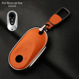 Metal and Leather Car Key Case Cover for Various Mercedes Benz Models