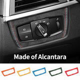 For BMW F30 F32 F34 Car Headlight Switch Knob Panel Trim Frame Decoration Sticker Interior Tuning Accessories Made of Alcanta