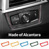 For BMW F30 F32 F34 Car Headlight Switch Knob Panel Trim Frame Decoration Sticker Interior Tuning Accessories Made of Alcantara