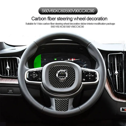 Carbon Fiber Steering Wheel Trim for Volvo XC60 S90 Car Interior Accessory LINGLUYANG