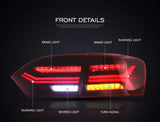 Jetta LED Tail Lights Sequential Red for VW 2011-2014 Car Interior Accessory Vland
