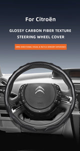 Steering Wheel Cover Carbon Fiber Texture for Citroen Car Interior Accessory Hocasen