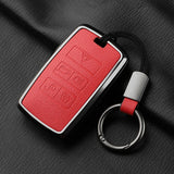 Metal and Leather Car Key Case Cover for Jaguar I-PACE Keychain Accessories