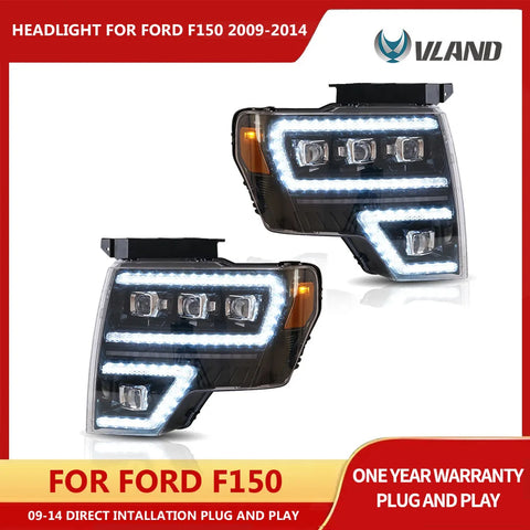 LED Projector Headlights Black for Ford F150 2009-2014 LED Headlight Vland United States