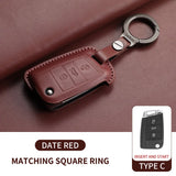Leather Car Key Case Cover For Volkswagen Golf 7 MK7 Jetta Lavida Keychain Cover