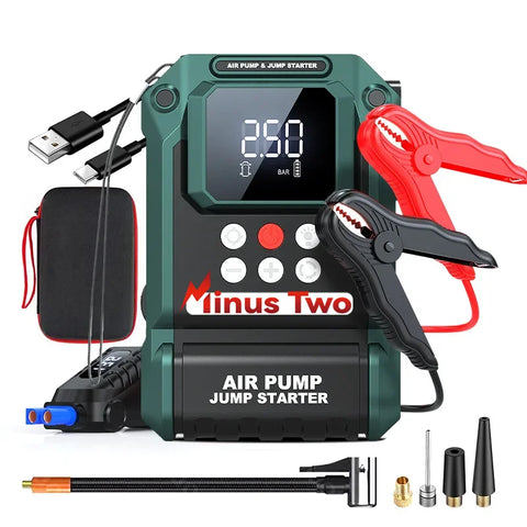 12V All-in-One Car Emergency Tool: Jump Starter, 150PSI Air Compressor, Portable Power Bank &amp; LED Light, Ideal for 6.0L G