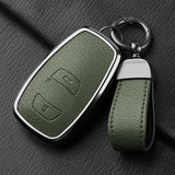 Aluminum Alloy Goatskin Car Key Case Cover for Subaru BRZ XV SV Forester Legacy Outback Crosstrek Impreza WRX Ascent keychain
