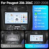 9-Inch Wireless CarPlay Android Head Unit for Peugeot 206 Android Head Unit JIUYIN