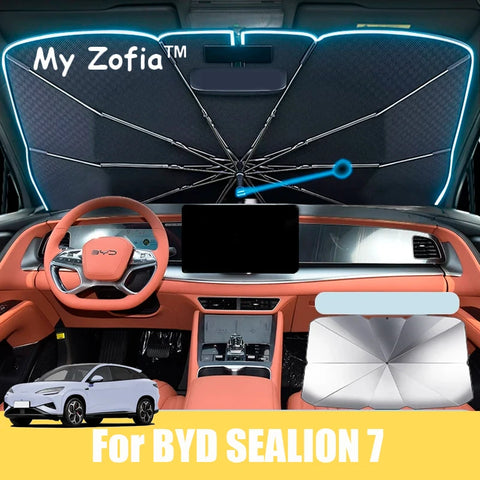 For BYD Sealion 7 Sea Lion 07 EV 2024-2026 Car Windshield Sunshade Foldable Umbrella Front Heat Insulation Accessories Car In