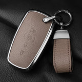 Metal and leather car key case cover for Lincoln Continental Navigator