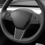 For Tesla Model 3 (2019-) / Model Y Car Steering Wheel Trim Sticker Anti Scratch Carbon Fiber Car Interior Accessory OEM