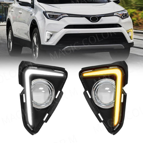 LED Fog Light DRL w/ Turn Signal for Toyota RAV4 2016-2018 LED Ambient Light MAGIC COLORM