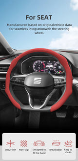 Perforated Leather Wheel Cover for Seat Ibiza Ateca Leon Car Interior Accessory Hocasen