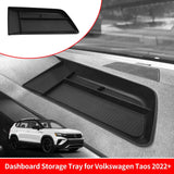 Dashboard Storage Box ABS for Volkswagen Taos 2022-2024 Car Display Screen Rear Tray Organizer Accessories Tidying Black