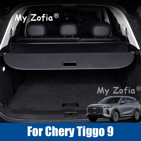 For Chery Tiggo 9 2025-2026 Car Cargo Cover Trunk Retractable Parcel Rack Waterproof Shield Privacy Cargo Cover Auto Accessor