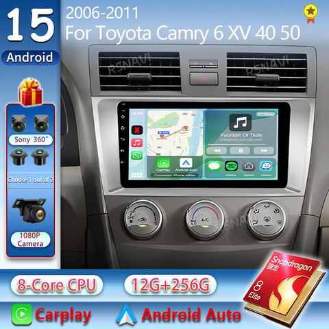 2K QLED Android Head Unit with Wireless CarPlay for Camry XV40 Android Head Unit RSNAVI