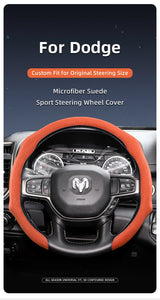 Dodge Suede Steering Wheel Cover Durable Non-Slip Car Interior Accessory Hocasen