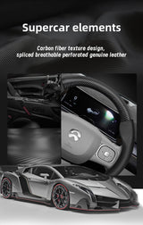 Nio Carbon Fiber Leather Steering Wheel Cover Fit Car Interior Accessory Hocasen