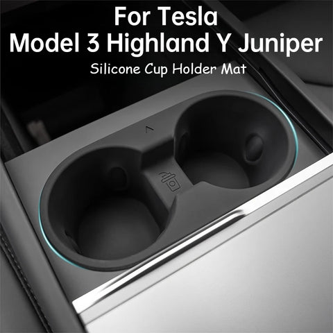 For Tesla Model 3 Highlander Juniper Silicone Cup Holder Insert Mat Center Console Anti Slip Water Cup Pad Car Interior Acces
