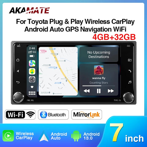 Android 13 Head Unit 7 inch Wireless CarPlay for Toyota Android Head Unit AKAMATE 4G 32G None