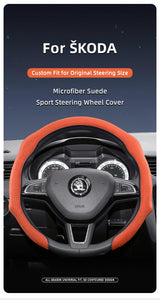 Premium Suede Steering Wheel Cover for Skoda Models Car Interior Accessory Hocasen