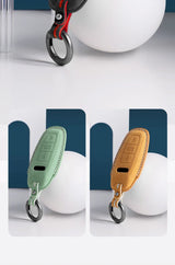 For Audi A6 A7 A8 E-tron Q5 Q8 C8 D5 Gold Edge Design Suede Car Key Case Shell Keychain