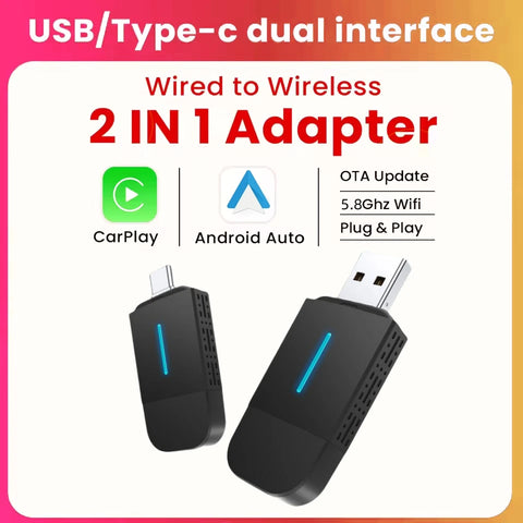 2-in-1 Wireless CarPlay and Android Auto Adapter for Vehicles CarPlay Adapter OEM