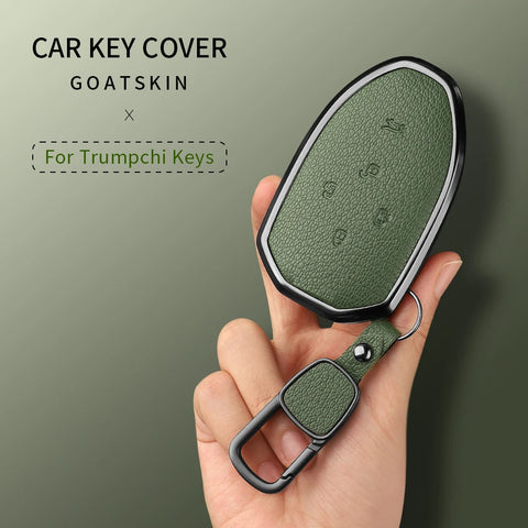 5 Button Aluminum Alloy Goatskin Car Key Case Cover For Trumpchi GAC 2021 Empow J11 J12 J13 J14 J15 J16 GS8 Keychain Accessor