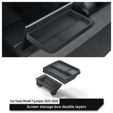 Smabee for Tesla Model Y 2025 Juniper Dashboard Storage Tray Car Display Screen Rear Storage Box Tray Accessories Black