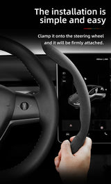 Anti-Slip Suede Steering Wheel Cover for Tesla 2024